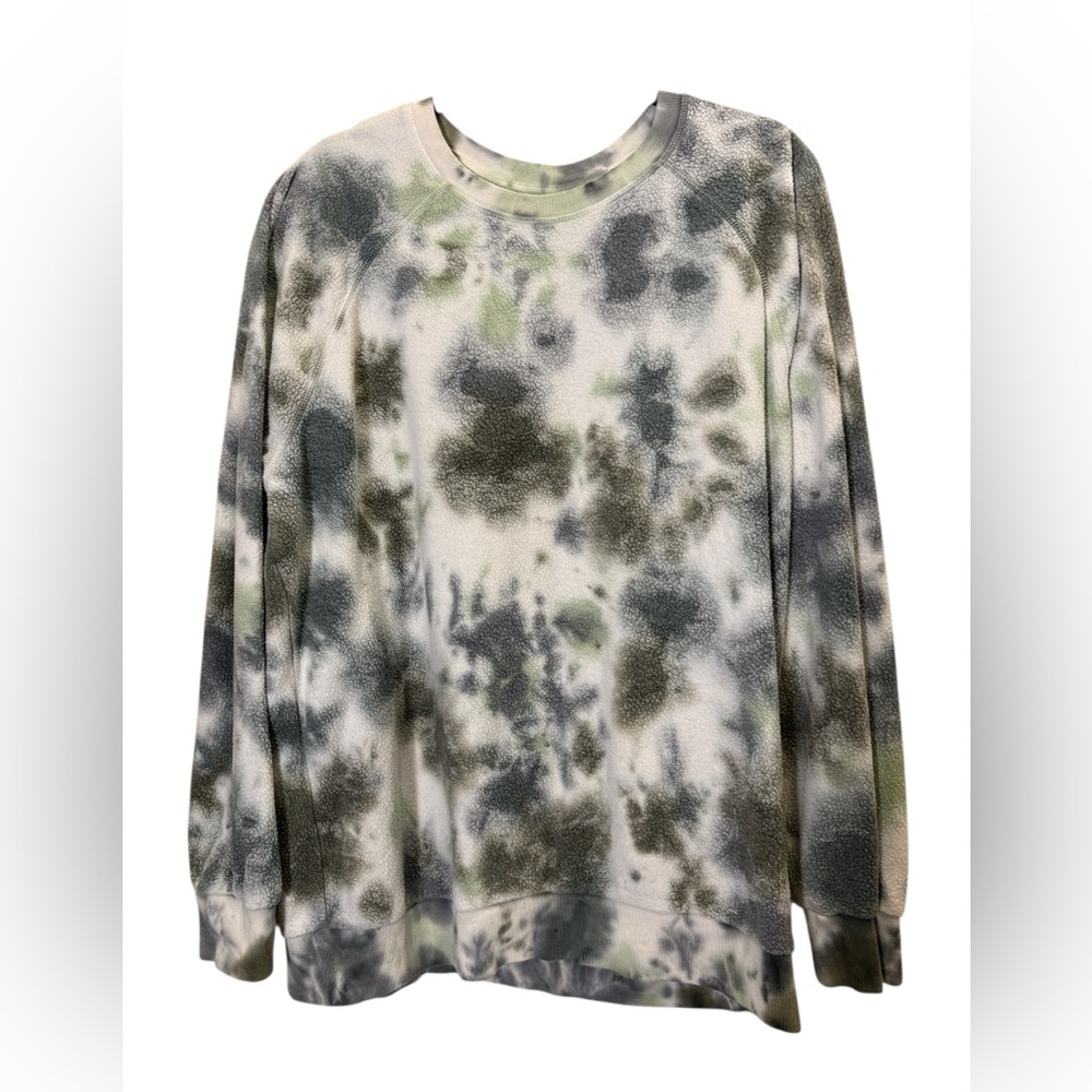 Feat Unisex Tie-Dye Crewneck Blanket Blend Olive and Charcoal Loungewear Sz XL